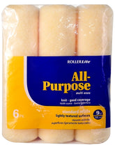 RollerLite All-Purpose 9SC050-6PK Roller Cover, 1/2 in Thick Nap, 9 in L, Polyester Cover, White